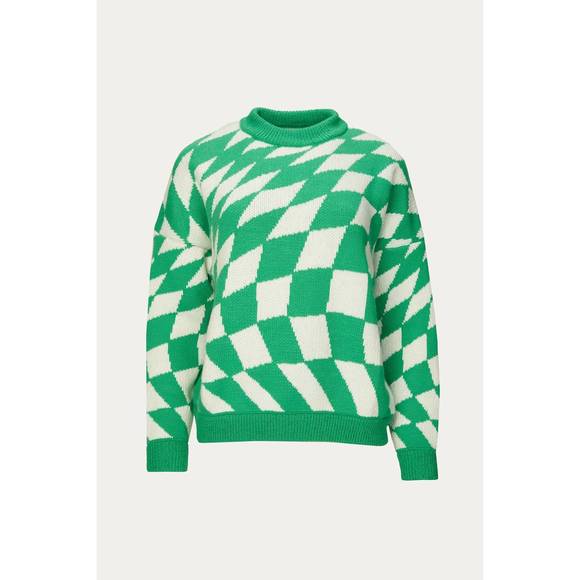 NEW LISA SAYS GAH emma sweater in green/white - Picture 2 of 5